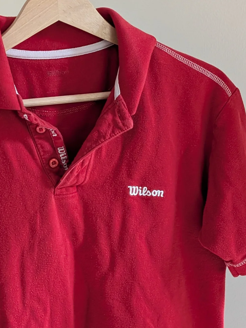 Vintage Wilson Y2K Contrast Trim Button-Front Collared Polo Shirt In Red